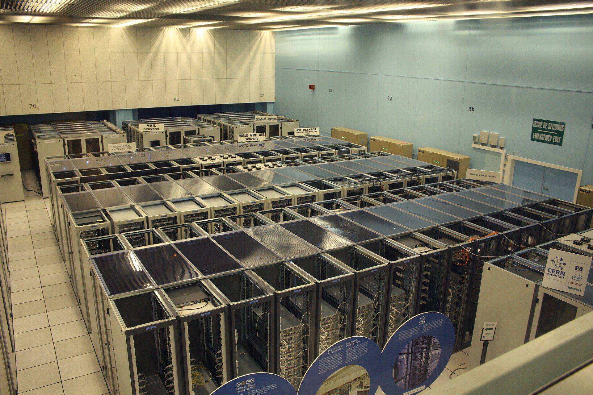 Rows of equipment racks in a data centre